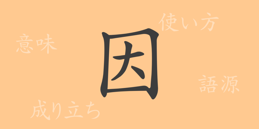 因（イン）の漢字の成り立ち(語源)と意味、使い方、読み方、画数、部首