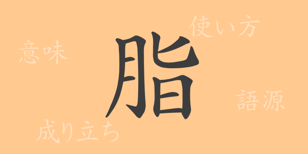 脂（シ）の漢字の成り立ち(語源)と意味、使い方、読み方、画数、部首