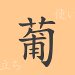 葡（ブ）の漢字の成り立ち(語源)と意味、使い方、読み方、画数、部首