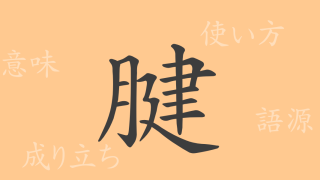 腱（ケン）の漢字の成り立ち(語源)と意味、使い方、読み方、画数、部首
