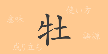 牡（ボ）の漢字の成り立ち(語源)と意味、使い方、読み方、画数、部首