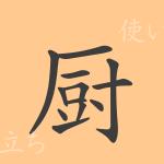 厨(チュウ)の漢字の成り立ち(語源)と意味、使い方、読み方、画数、部首 厨(チュウ)の漢字の成り立ち(語源)と意味、使い方、読み方、画数、部首